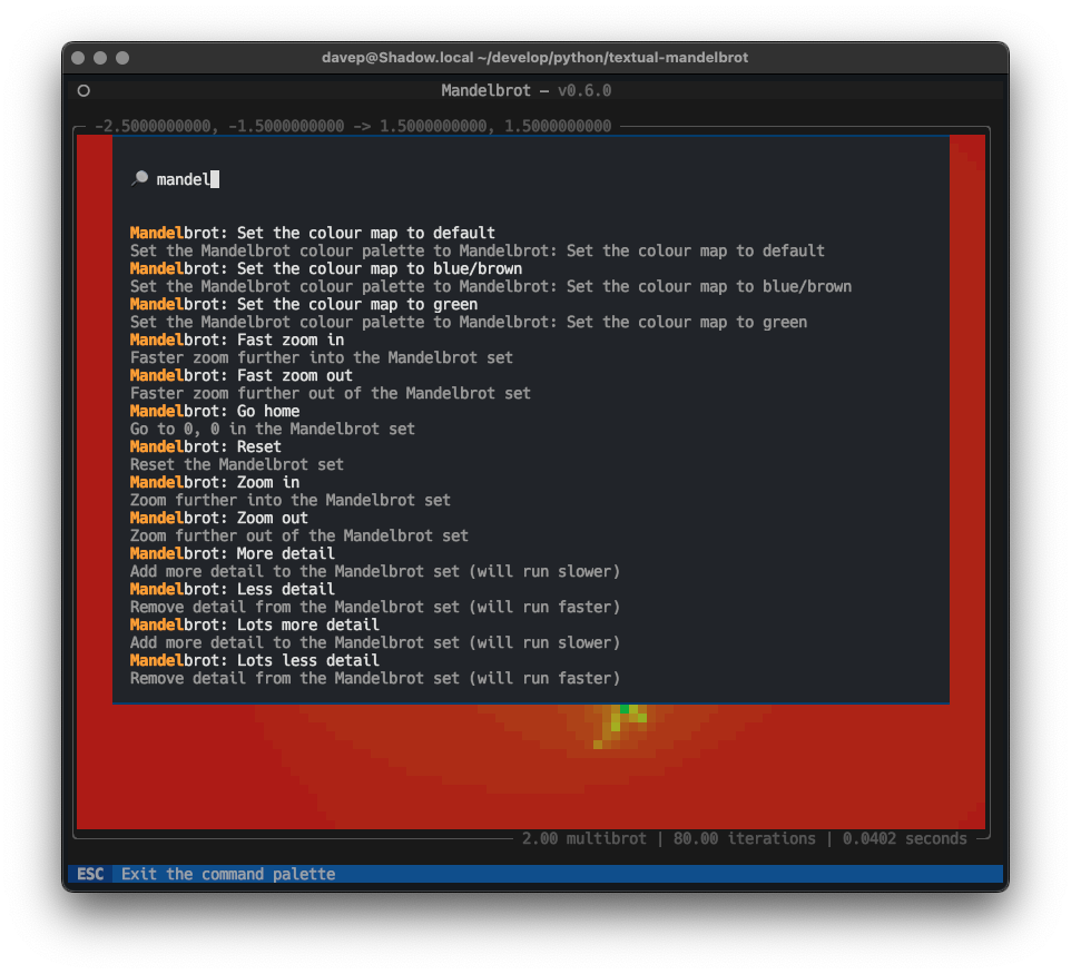 Mandelbrot commands in action