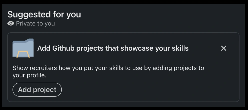 A suggestion from LinkedIn