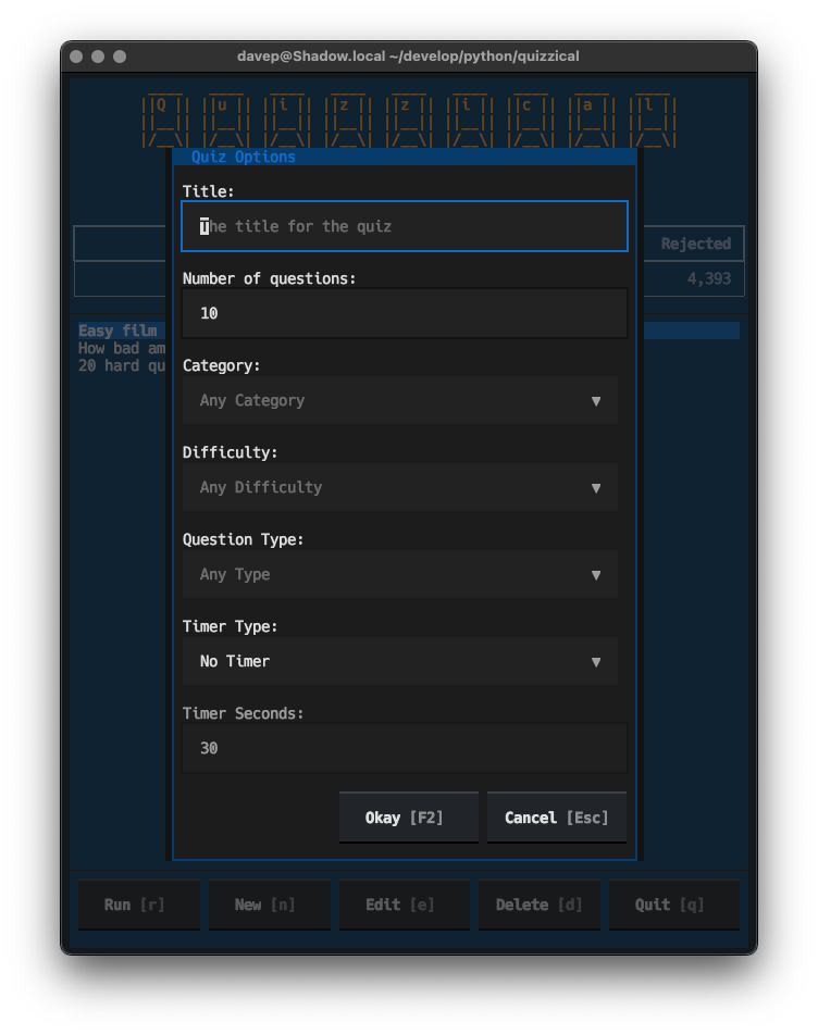 Building a new quiz