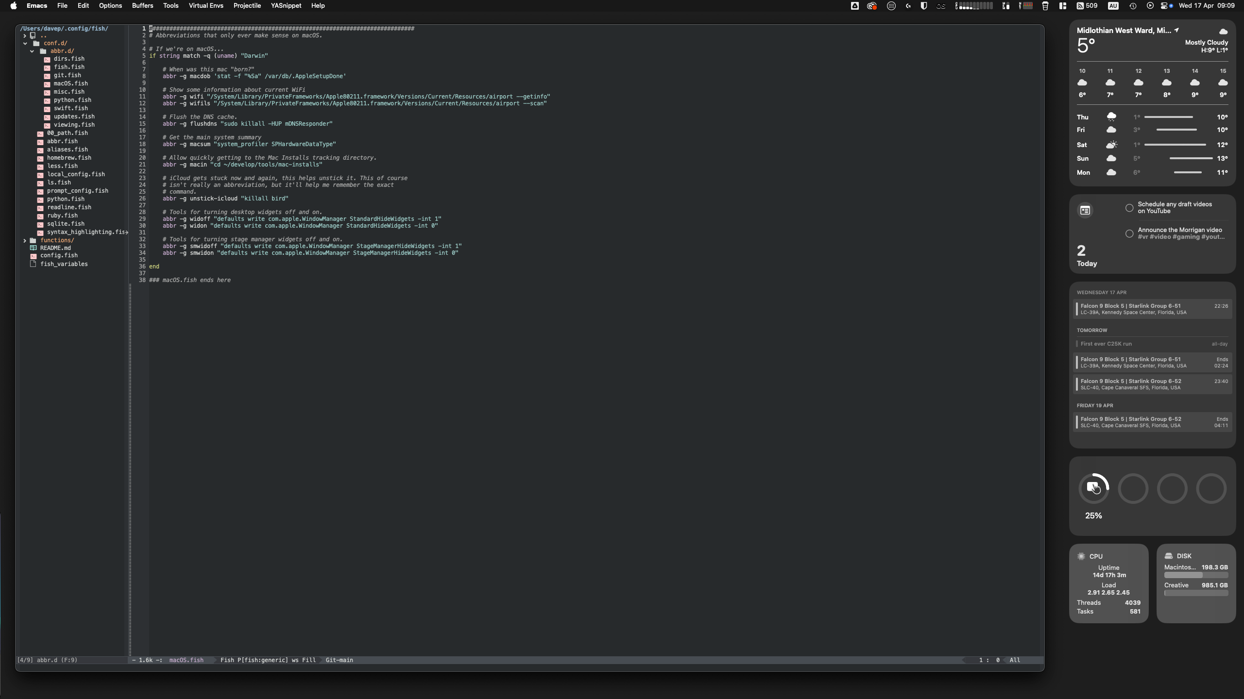 The usual layout of my right screen