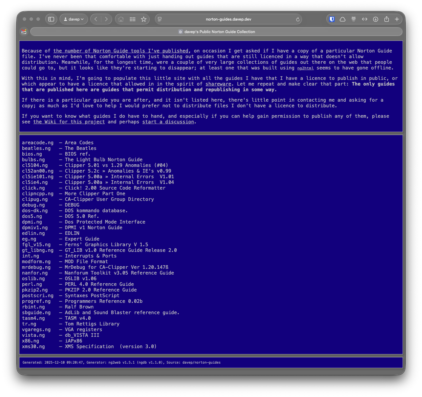 Snapshot of the site