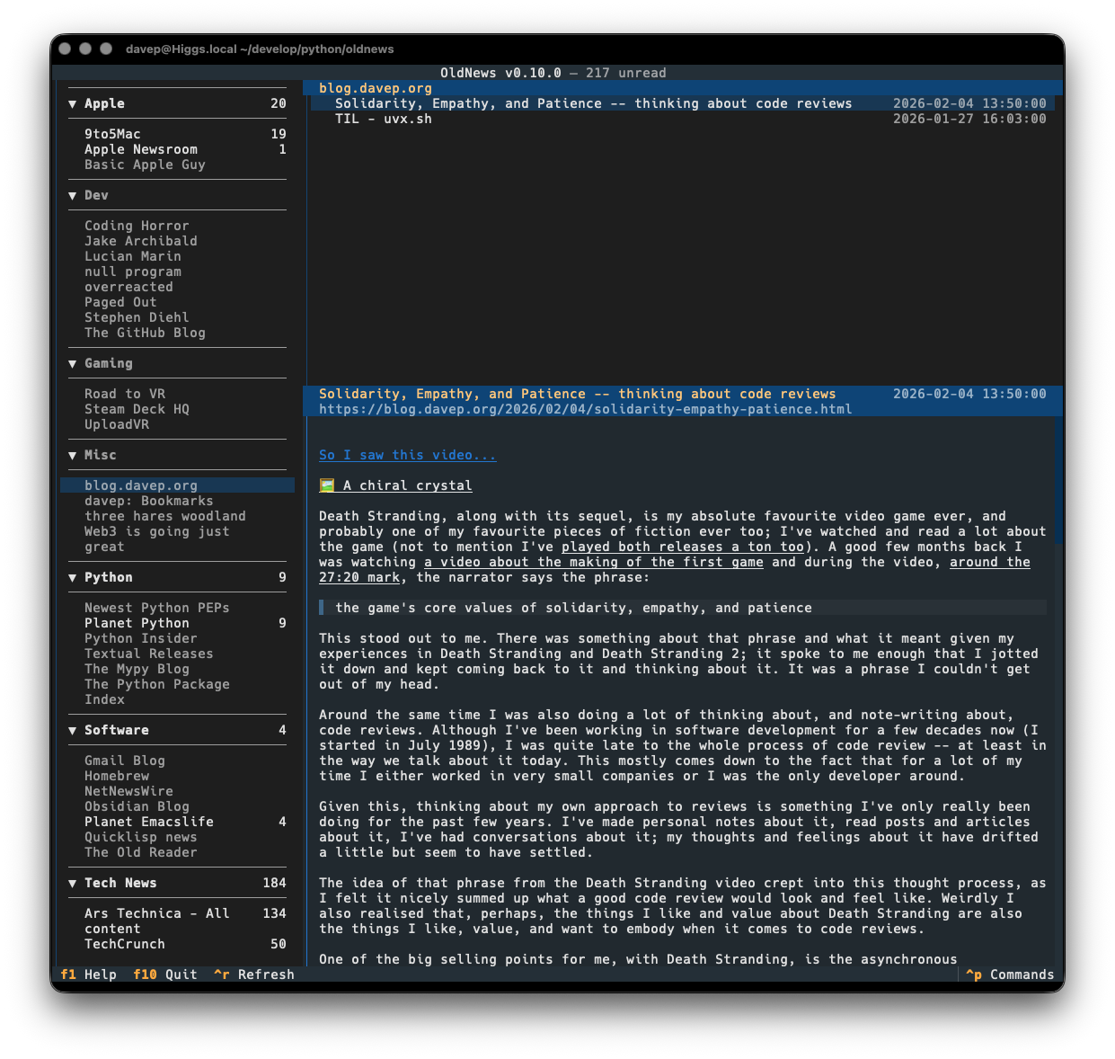 Reading an article in OldNews