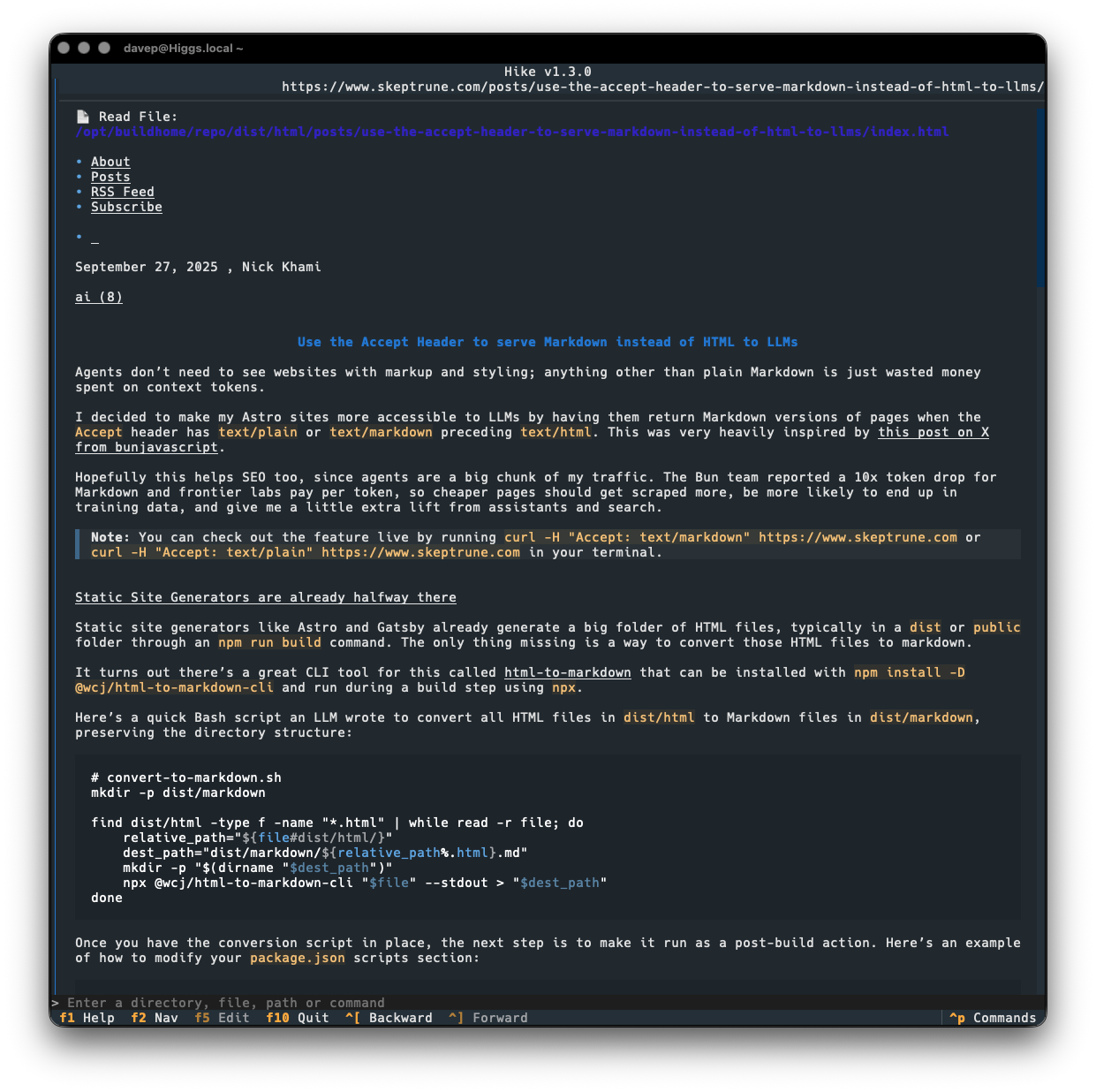 Viewing a Markdown site in Hike
