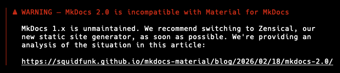 MkDocs warning