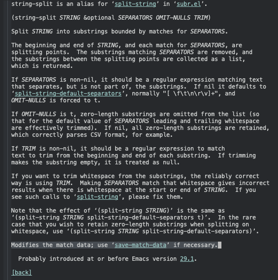 Documentation for string-split