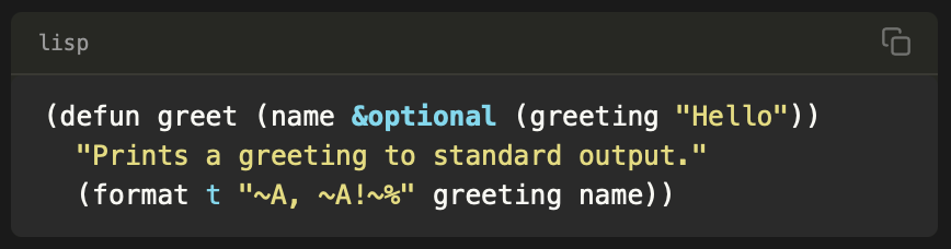 Example code block