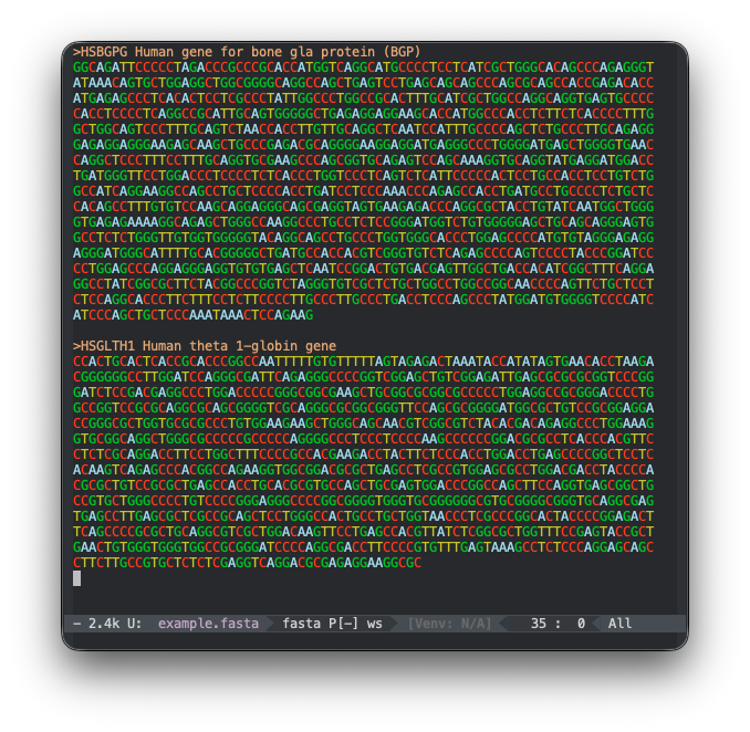An example FASTA file
