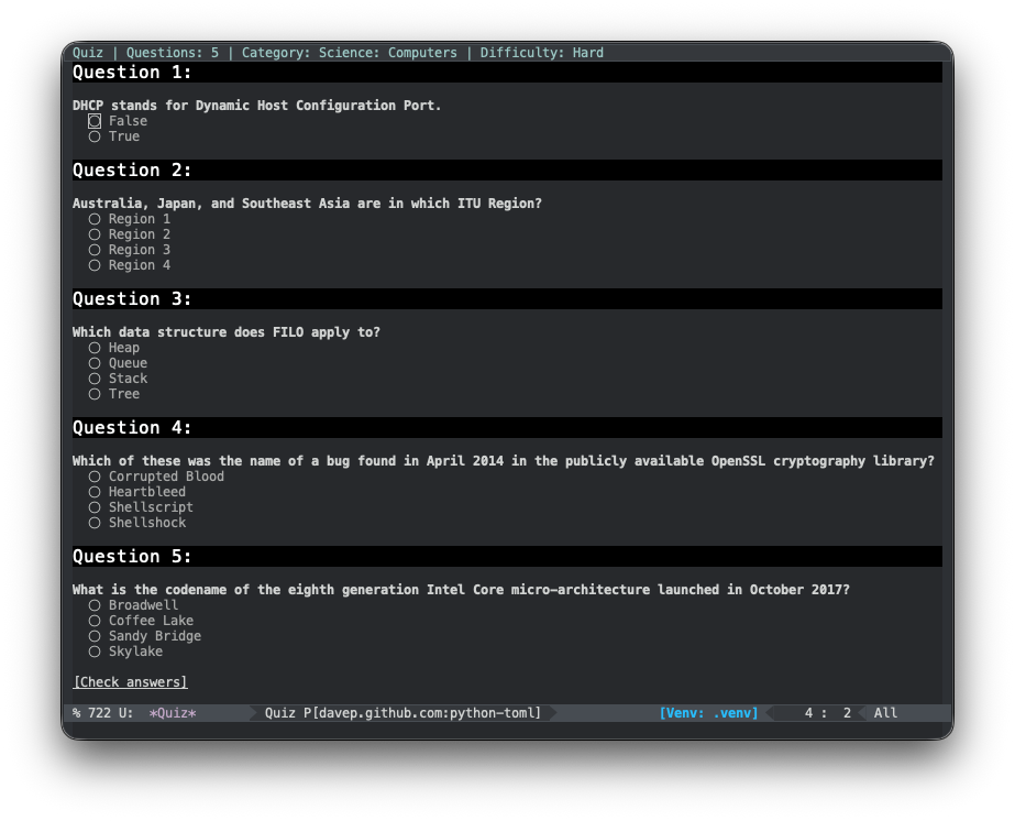 Quiz with reinstated header look