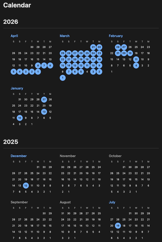 The default calendar view