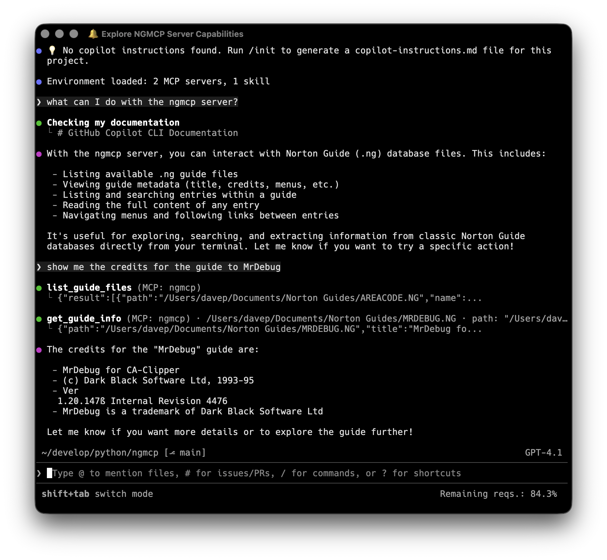 Looking at the credits of a guide