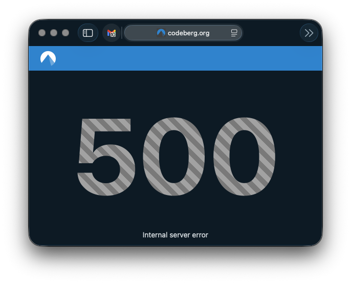 Codeberg 500 error