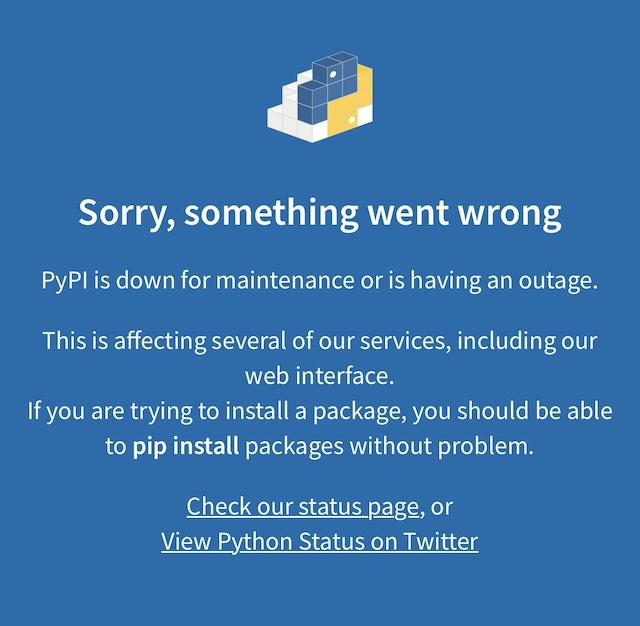 PyPI 500 error