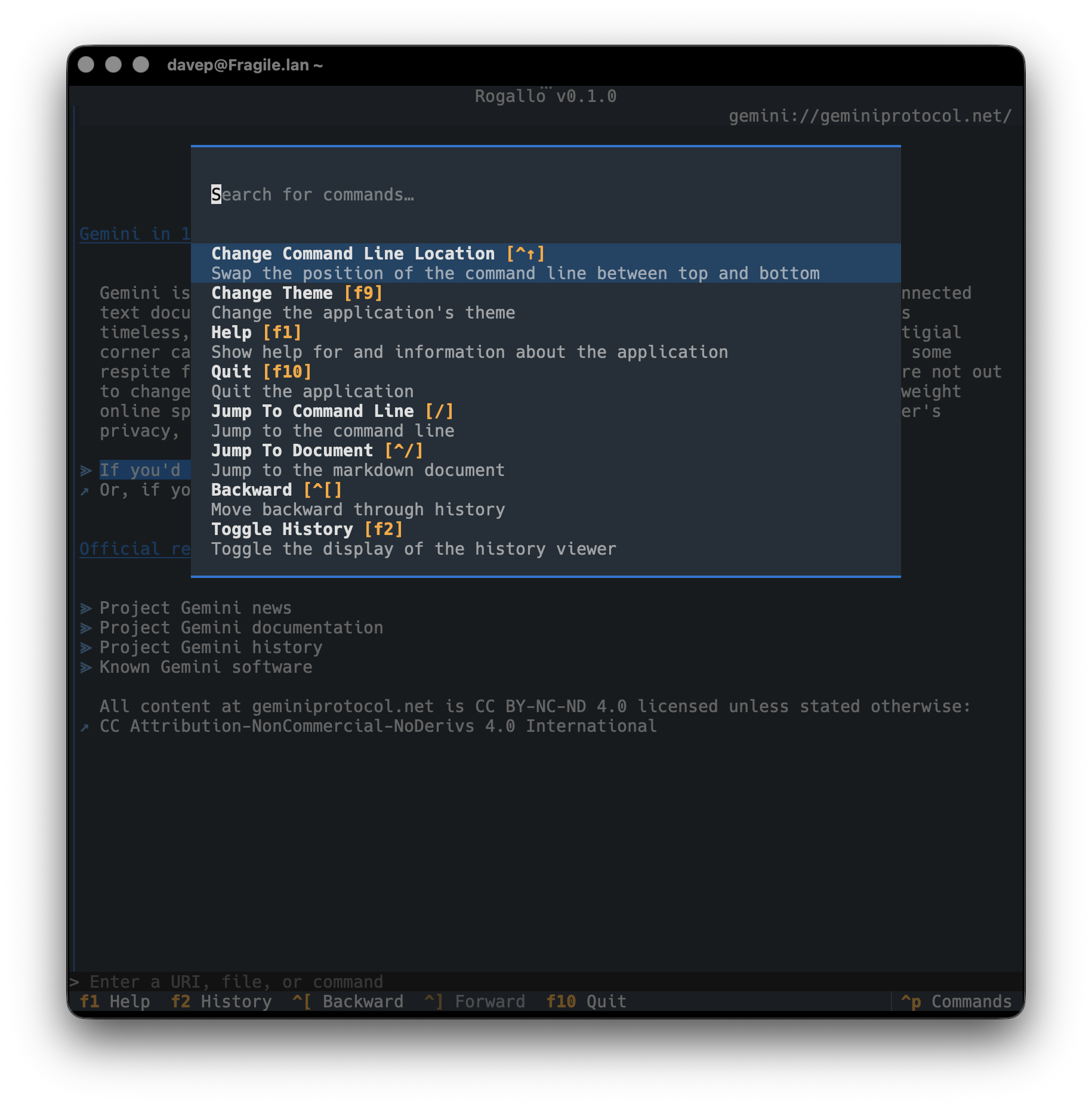 The command palette