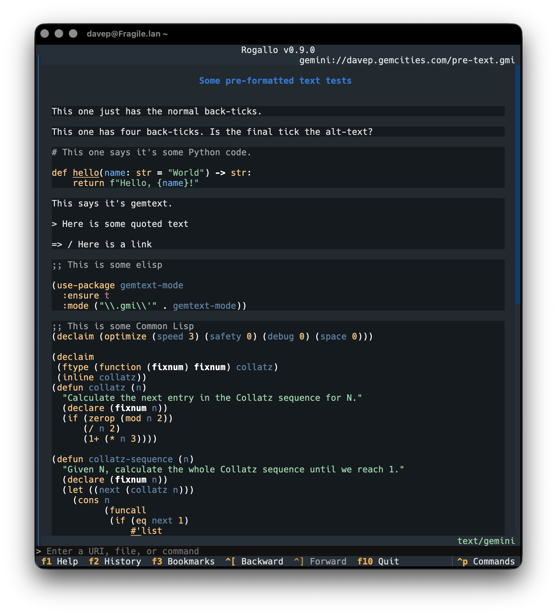 Pre-text with syntax highlighting