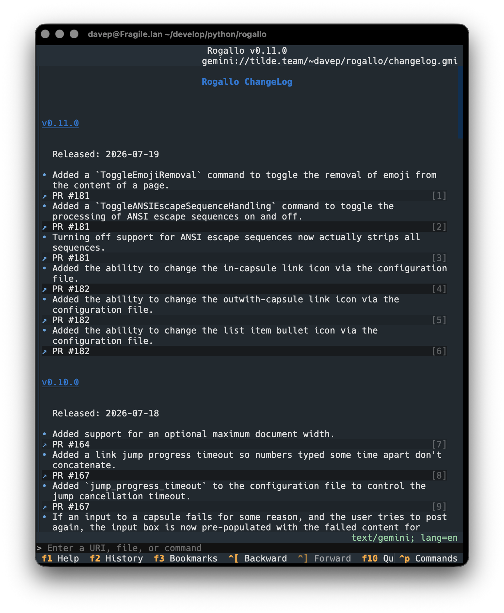 The Rogallo ChangeLog in Rogallo