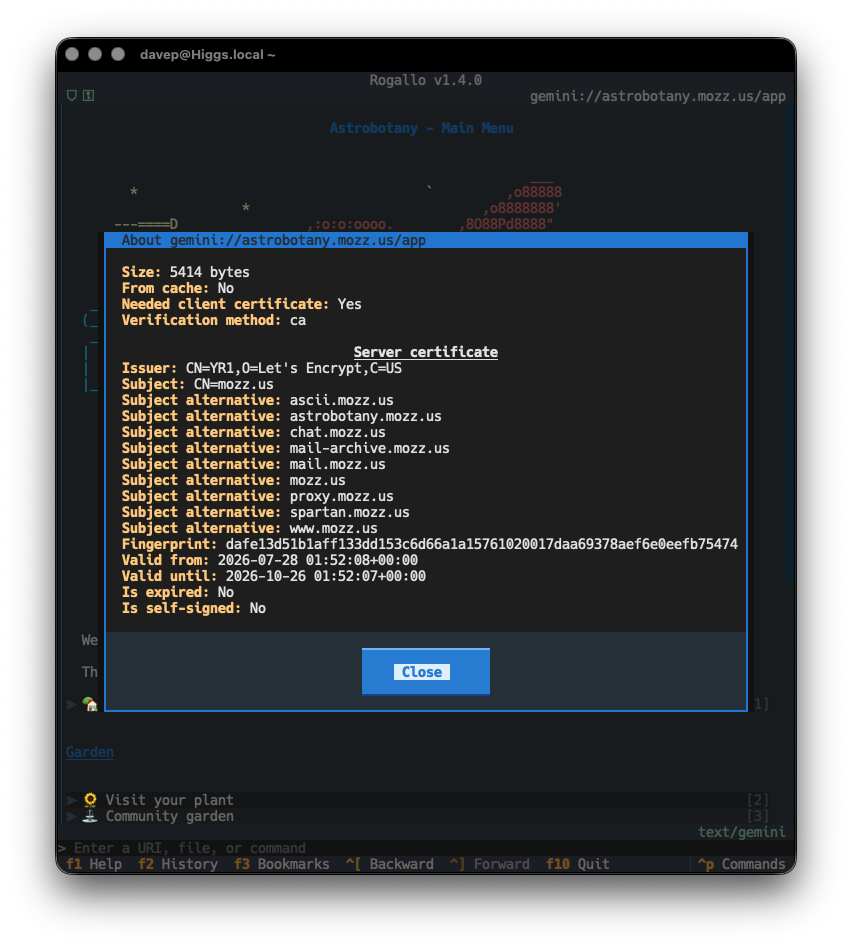 Showing info on a CA-certified page