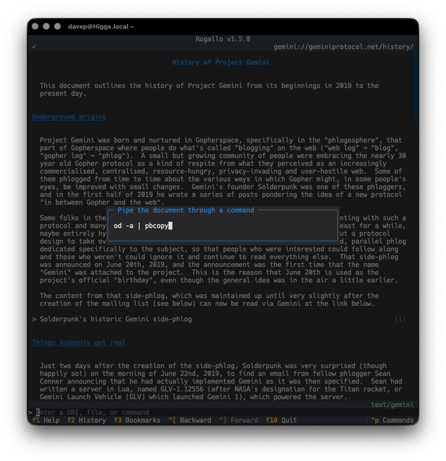 Piping a document