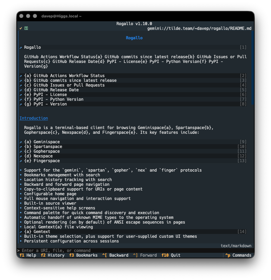 Markdown rendered as a Gemtext document