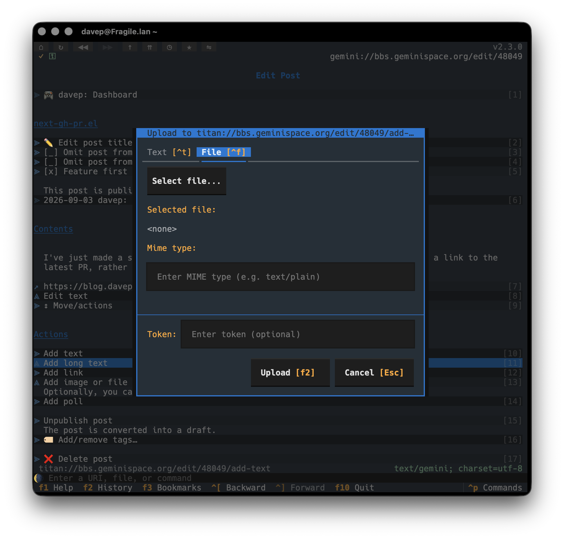 Titan file upload